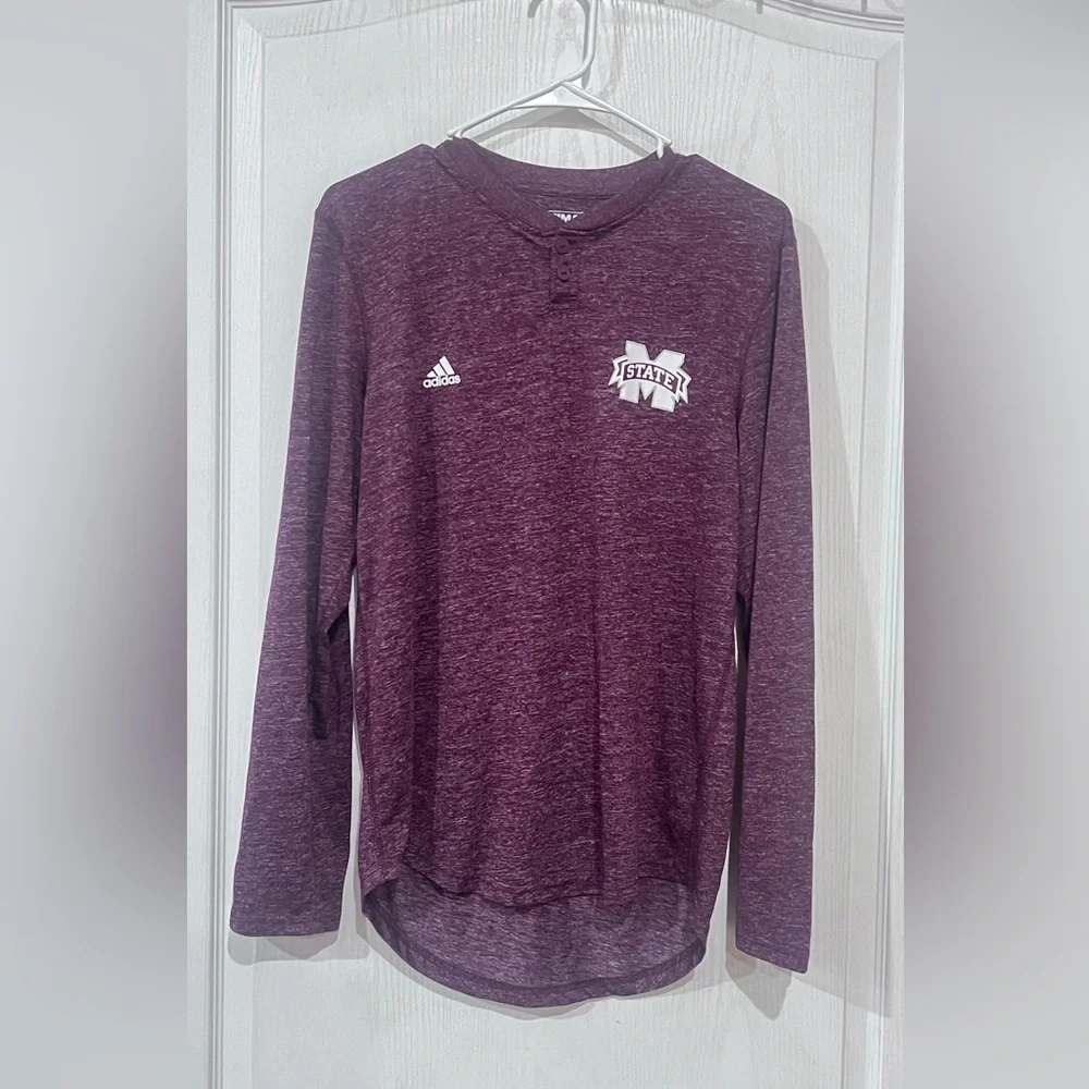 FINAL PRICE Adidas Maroon MS State  Long Sleeve Henley Tee